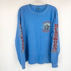 Deadwood South Dakota Long Lightning Sleeve Size‎ XL Poker Biker Blue Wild Bill